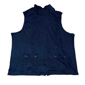Blair Womens 3XL Black Sleeveless Zip-Up Vest With Pockets